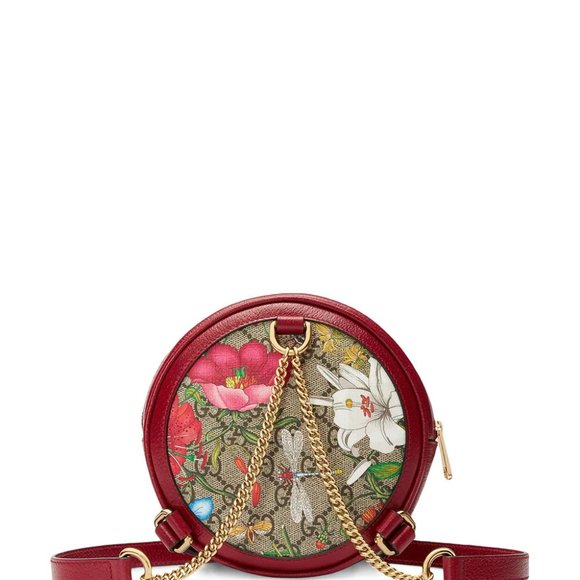 Gucci Ophidia GG Flora Mini Backpack In Red Leather - Picture 2 of 11